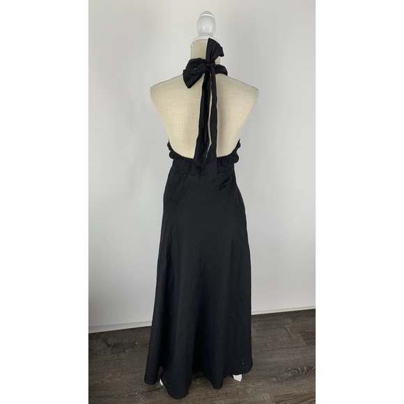 DISSH Alexis Linen Black Maxi Dress Gown Womens Size 4 New Halter Summer - Picture 5 of 8